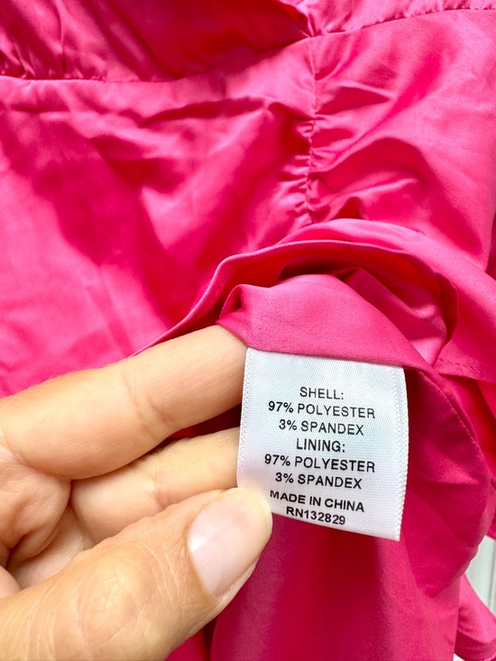 MAJORELLE Pink Satin Ruffle Wrap Nelly Mini Dress in Paradise Pink New with Tags - Picture 7 of 13